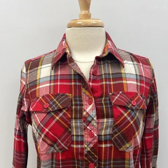 Duluth Trading Co. Tartan Plaid Crosscut Wicking Flannel Button Down Shirt XS - Picture 2 of 8
